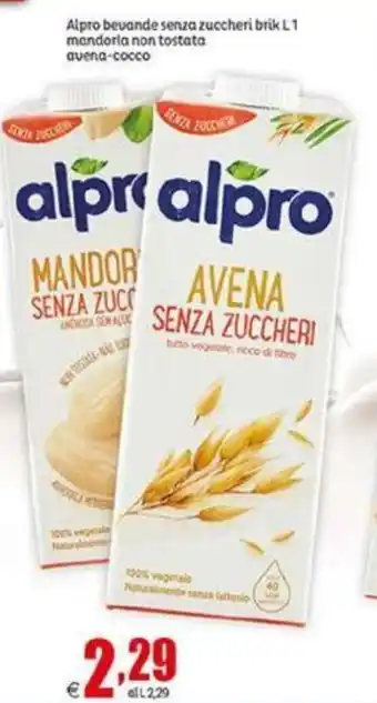 Elite Alpro bevande senza zuccheru brik 1 l mandorla non tostata avena cocco offerta