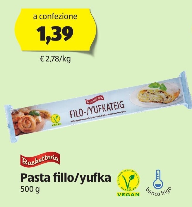 Backetteria pasta fillo/yufka 500 g offerta di ALDI