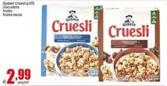 Elite Quaker Cruesli cioccolato frutta frutta secca g 375 offerta