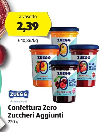 ALDI Zuegg Confettura Zero Zuccheri Aggiunti 220 g offerta