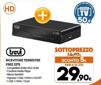 Expert Trevi HE 3375 TS Set-top Box TV Terrestre Full HD Nero offerta