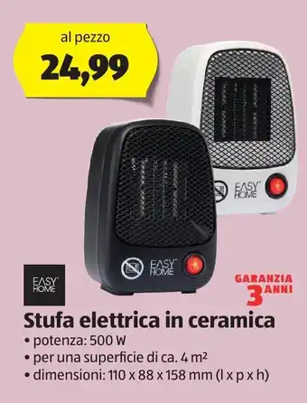 ALDI Easy Home Stufa elettrica in ceramica 110 x 88 x 158 mm offerta