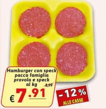 Ipercarni Hamburger con speck pacco famiglia provola e speck al kg offerta