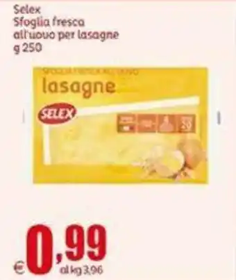 Elite Selex Sfoglia Fresca All'Uovo Per Lasagne g 250 offerta