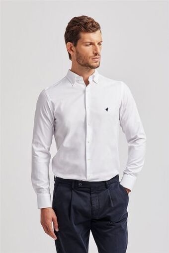 Rodrigo Camicia uomo collo button down in cotone bianco offerta