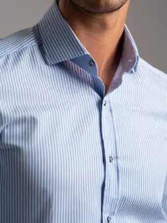 Camicia uomo rigata in tessuto trama diagonale