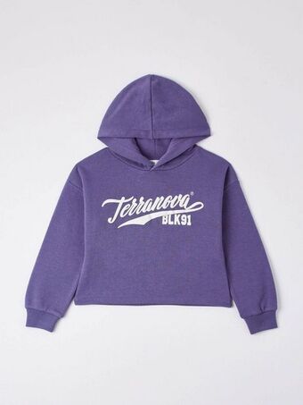 Terranova Felpa cropped con cappuccio scritta logo trn offerta