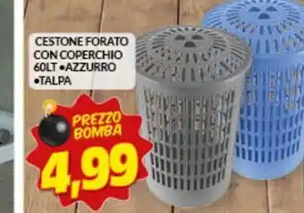 Risparmio Casa Cestino forato con coperchio 60 lt -azzurro - talpa offerta