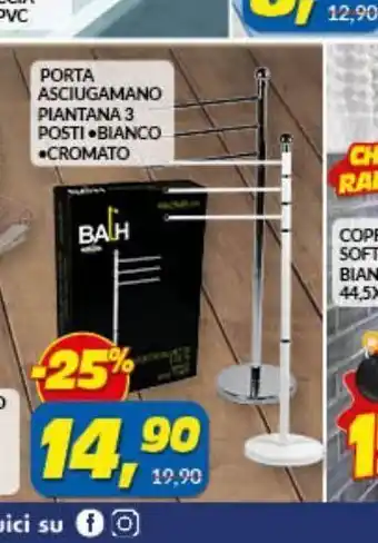 Porta asciugamano piantana 3 posti bianco cromato
