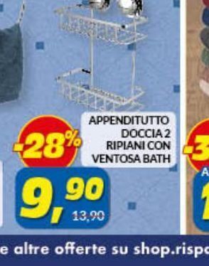 Risparmio Casa Appenditutto doccia 2 ripiani con ventosa bath offerta