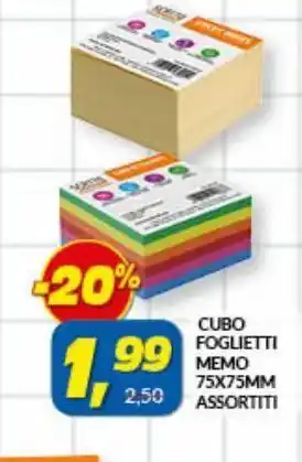 Cubo foglietti moemo 75x75 mm assortiti