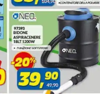 Risparmio Casa 97393 bidone aspiracenere 18 lt 1200 w neo offerta