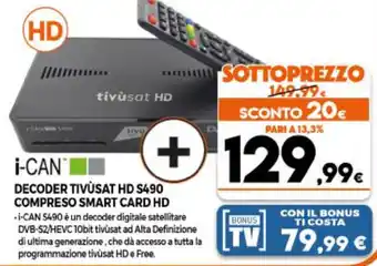 Parente Expert i-Can Decoder Tivùsat HD S490 Compreso Smart Card HD offerta
