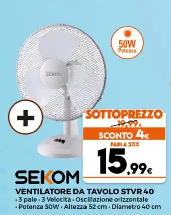 Sekom Ventilatore da Tavolo STVR 40
