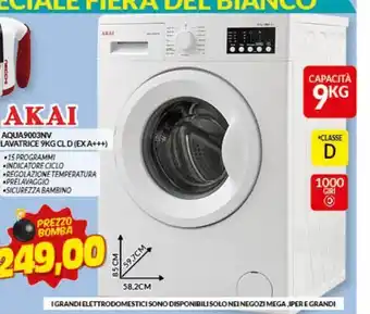 Risparmio Casa Akai aqua9003nv lavatrice 9 kg ck d (ex a+++) offerta