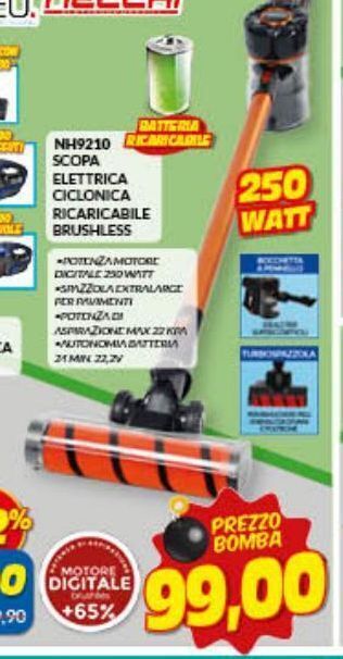Scopa elettrica ciclonica ricaricabile brushless