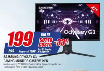 Leonardelli Samsung Odyssey G3 Gaming Monitor G35TFWUXEN offerta