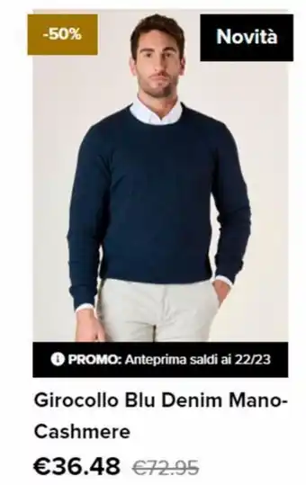 Girocollo blu denim manocashmere
