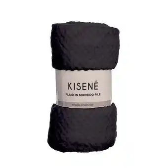 Kisene plaid in caldo e morbido pile disegno pop corn - nero