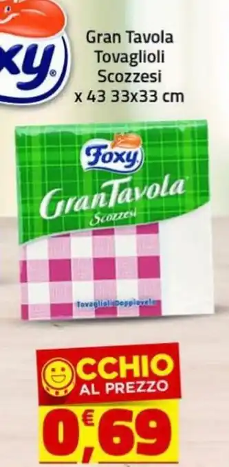 Foxy Gran Tavola Tovaglioli Scozzesi x 43 33x33 cm