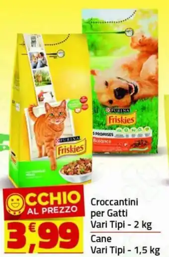 Supermercati Briò Purina Friskies Croccantini per Gatti Vari Tipi - 2 kg/ Cane Vari Tipi - 1,5 kg offerta