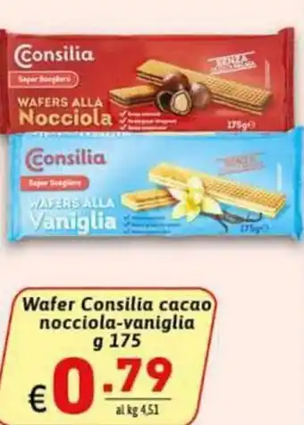 Ipercarni Consilia Wafer cacao nocciola-vaniglia 175 g offerta