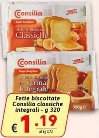Ipercarni Consilia Fette biscottate classiche integrali - 320 g offerta