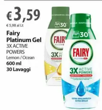 Extra Supermercati Fairy Platinum Gel 600 ml 30 Lavaggi offerta