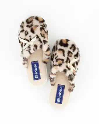 Inblu - pantofola ecopelliccia leopardata con fiocco