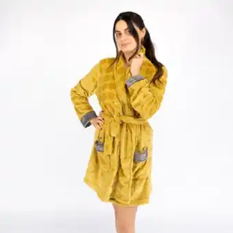 Nottingham - donna vestaglia gialla in pile con due tasche e cintura