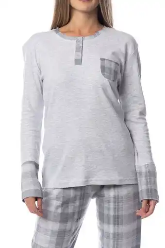 Kiwear pigiama donna calibrato in caldo cotone interlock - grigio