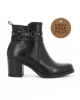 Globo Moda Ellen blake - tronchetto da donna nero in vera pelle con zip laterale, tacco 6,5cm offerta