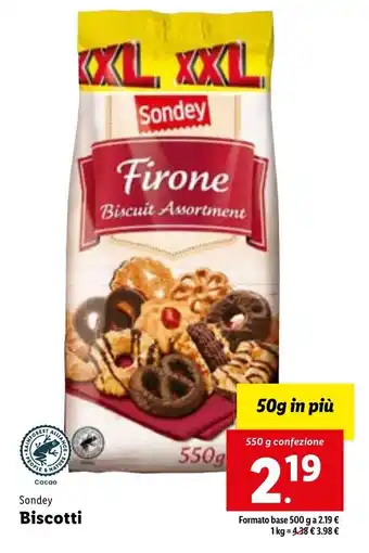 Lidl Sondey Biscotti 550 g offerta