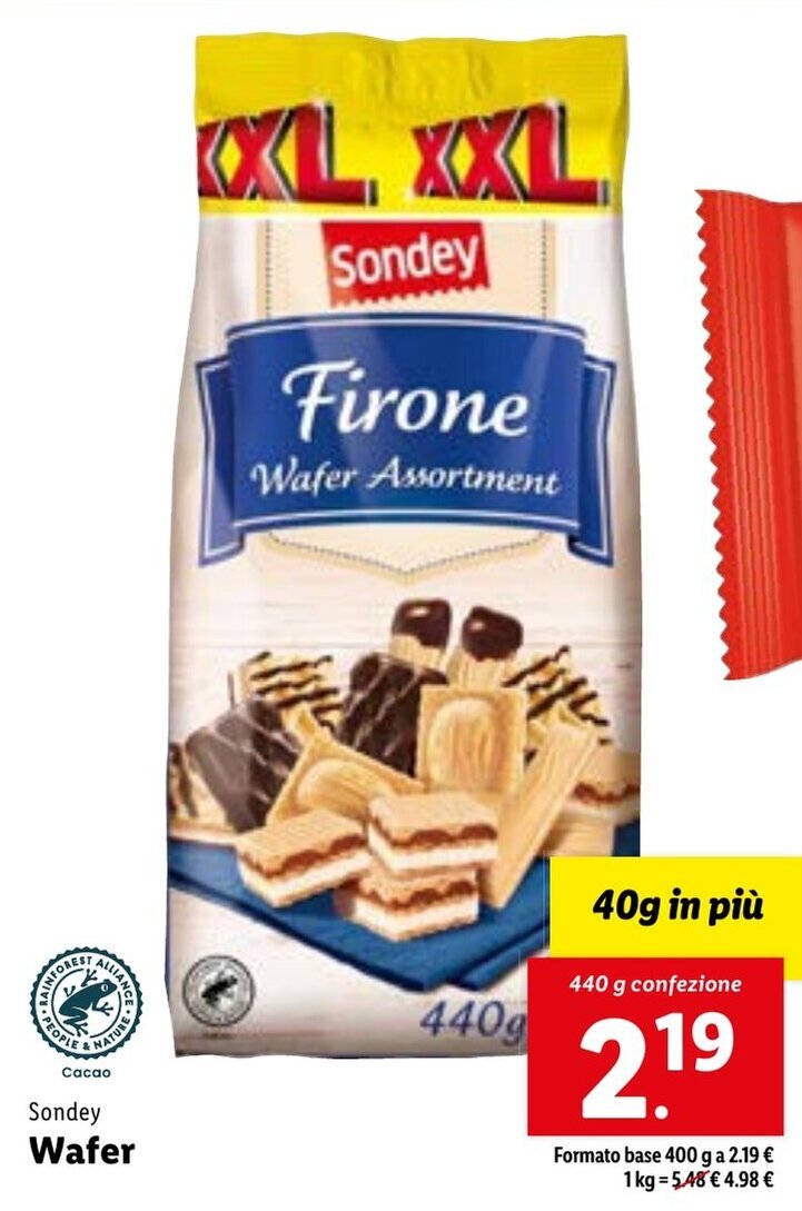 Sondey Wafer 440 g offerta di Lidl