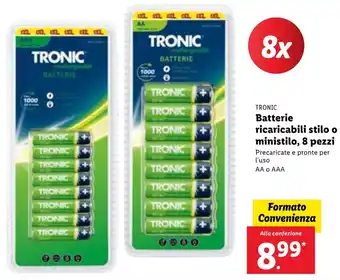 Lidl Tronic Batterie ricaricabili stilo o ministilo, 8 pezzi offerta