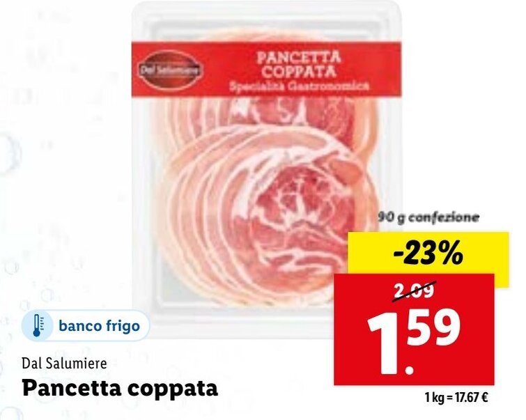 Dal Salumiere Pancetta coppata 90 g offerta di Lidl