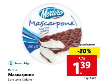 Lidl Merivio Mascarpone Solo latte italiano 250 g offerta