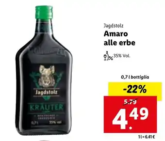 Lidl Jagdstolz Amaro alle erbe 0,7 l offerta