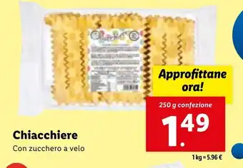 Lidl Chiacchiere Con zucchero a velo 250 g offerta