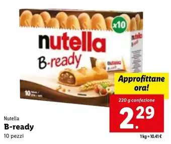 Lidl Nutella B-ready 10 pezzi 220 g offerta