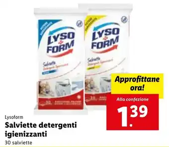 Lidl Lysoform Salviette detergenti igienizzanti 30 salviette offerta