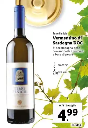 Lidl Terre Fenicie Vermentino di Sardegna DOC 0,75 l offerta