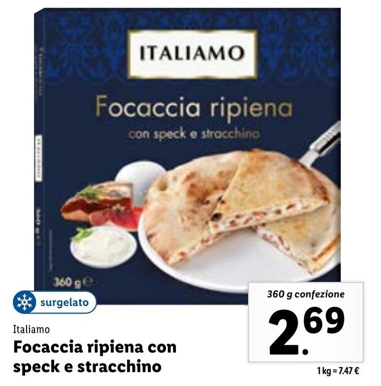 Italiamo Focaccia ripiena con speck e stracchino 360 g offerta di Lidl