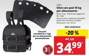 Lidl Crivit Gilet con pesi 10 kg per allenamento offerta
