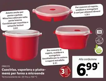 Lidl Ernesto Cuociriso, vaporiera o piatto-menù per forno a microonde offerta