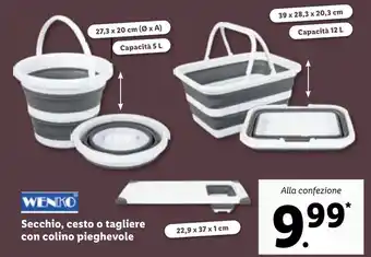 Lidl Wenko Secchio, cesto o tagliere con colino pieghevole offerta