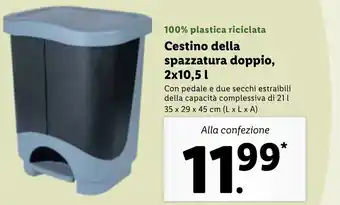Lidl Cestino della spazzatura doppio, 2x10,5 l offerta