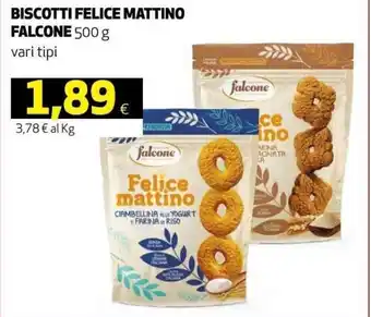 Coop Falcone Biscotti Felice Mattino vari tipi 500 g offerta