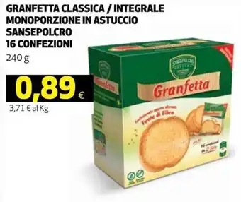 Coop Sansepolcro Granfetta Classica/Integrale Monoporzione in Astuccio 16 Confezioni 240 g offerta