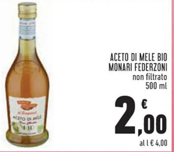 Conad Aceto di Mele Bio Monari Federzoni non filtrato 500 ml offerta